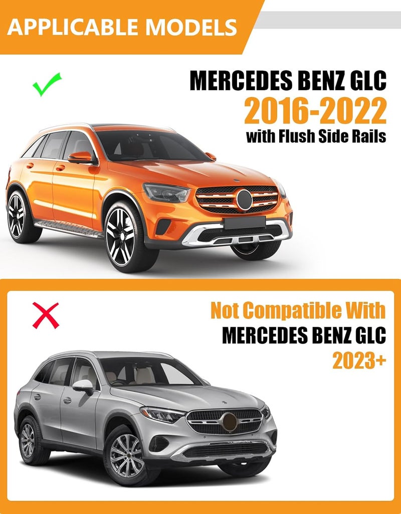 KINGGERI 220lb Lockable Roof Rack Cross Bars Compatible with Mercedes Benz GLC 2016-2022 with Flush Side Rails, Heavy Duty Aluminum Roof Rails Crossbars Luggage Accessories - Image 2